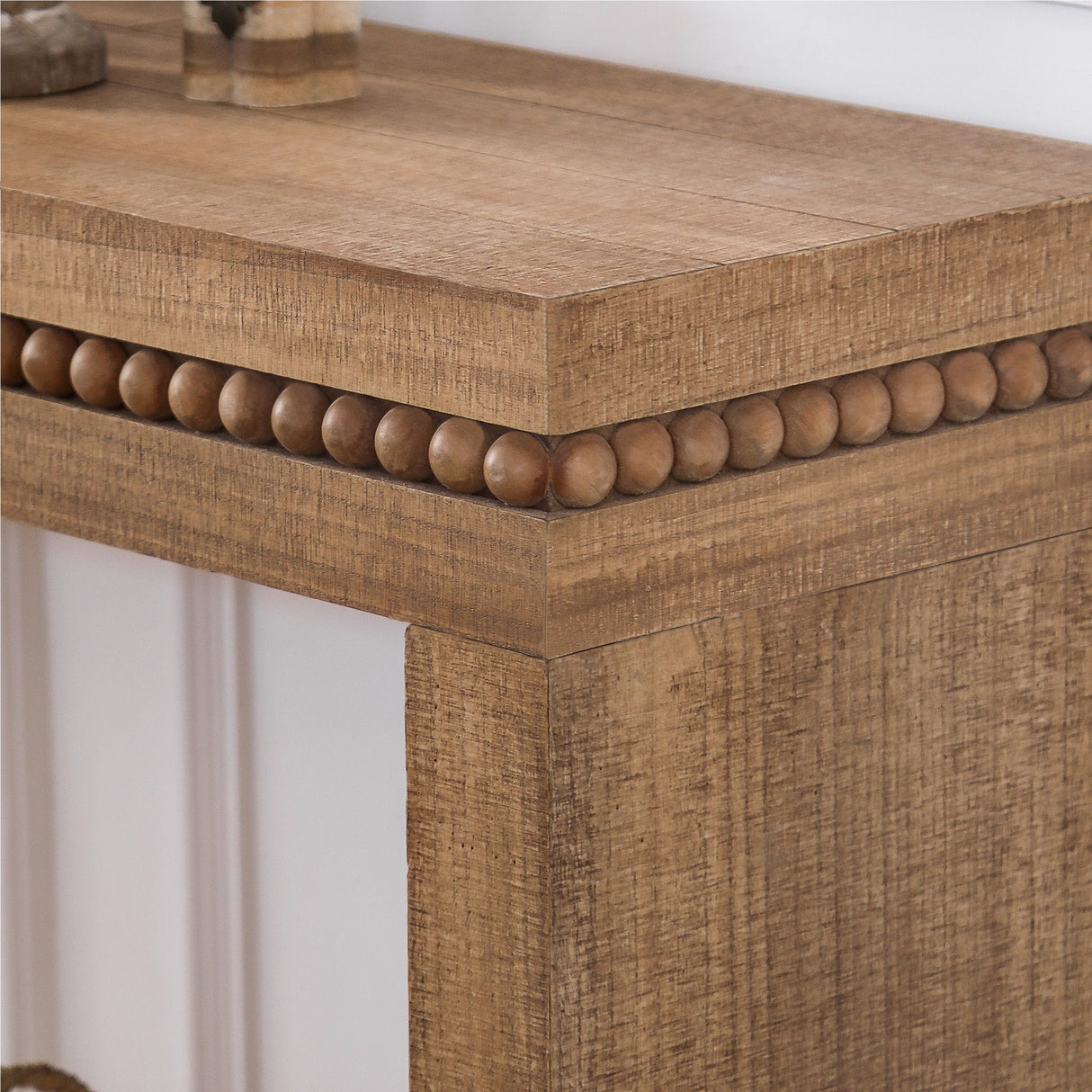 Rustic Manufactured Wood Console Table with Beaded Accent, 64L x 14W x 32H