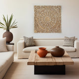 Hand-Carved Wooden Mandala Wall Panel 36” wide x 72” high