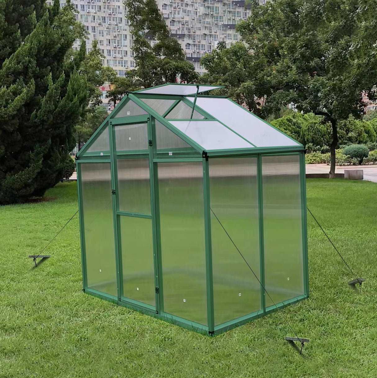 Newly marketed gain height windproofaluminum greenhouse 6x4 ft polycarbonate greenhouse raised base and anchor aluminum heavy duty walk-in greenhouses for outdoor backyard in all season