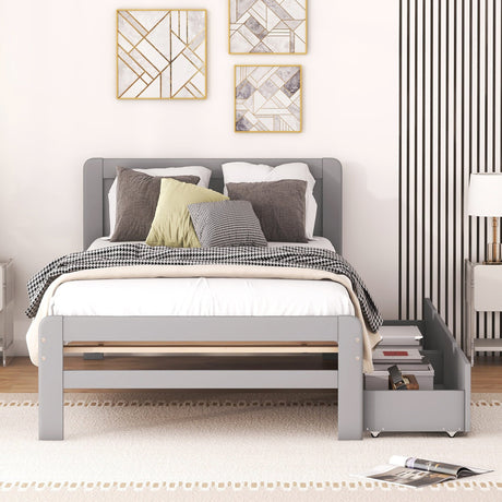 The Space-Saving Rubberwood Twin Bed With Integrated Storage