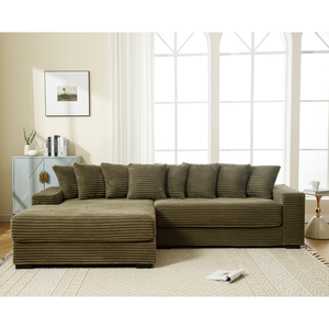 Oversized Two-Piece Corduroy Sofa with Left Chaise Daybed