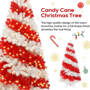 6-Foot Candy Cane Christmas Tree with 300 LED Lights