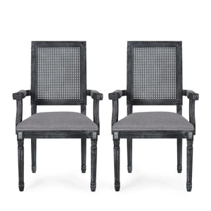 Elegant French Country Style Dining Chair With Cane Backrest