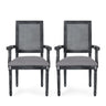 Elegant French Country Style Dining Chair With Cane Backrest