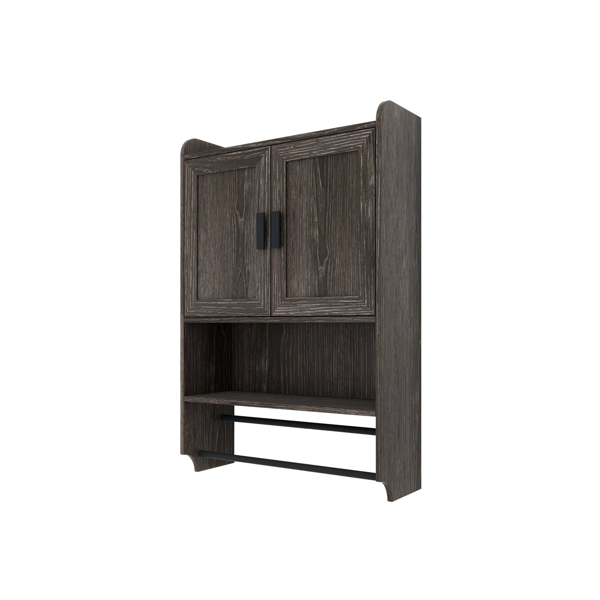 Bathroom Wall Cabinet with Doors, Adjustable Shelf, Towel Bar and Paper Holder