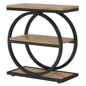 Industrial Narrow End Table With 3 Shelves