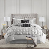 7 Piece Tufted Comforter Set Grey Queen