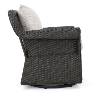 Amaya - Outdoor Swivel Rocker Chair With Water Resistant Cushions - Brown / Beige