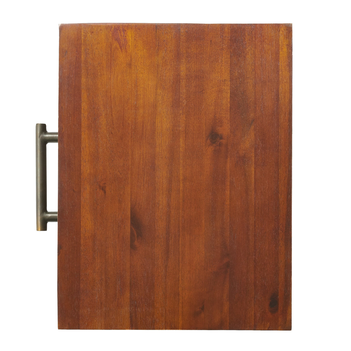 End Table in Brown Acacia Wood with Storage Drawer and Shelf