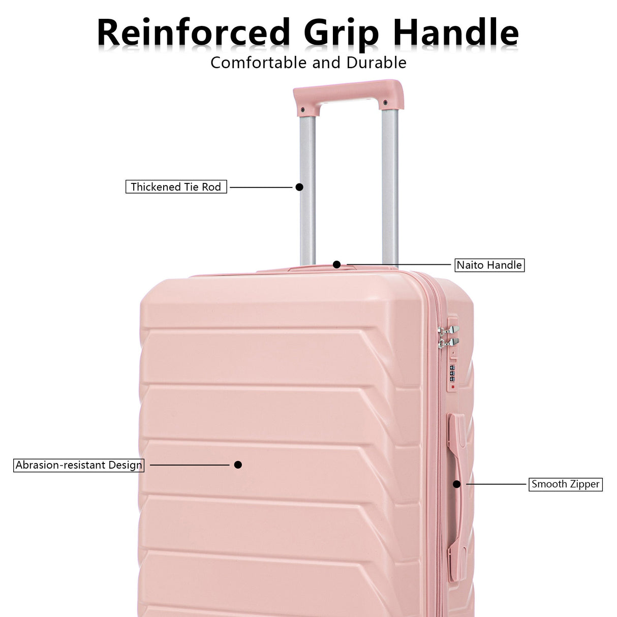 Set of 3 ABS Spinner Wheel Luggage - Pink