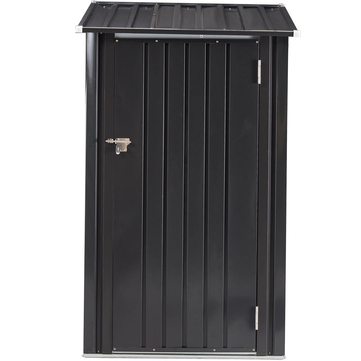 Outdoor Steel Storage Shed with Lockable Door - Black