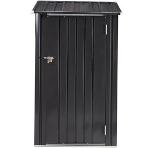 Outdoor Steel Storage Shed with Lockable Door - Black