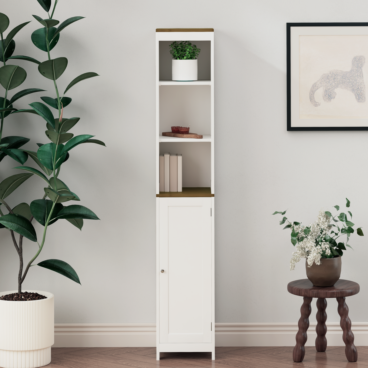 Tall Bathroom Storage Cabinet with Reversible Door