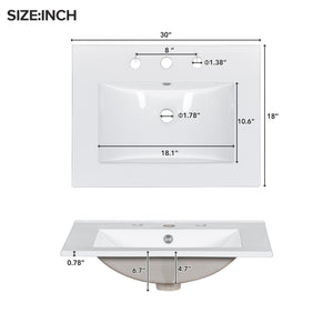 Bathroom Vanity With Sink, Modern Elegant Bathroom Storage Cabinet With 3 Drawers And Adjustable Shelves, Freestanding Vanity Set With Mirror Cabinet, Single Sink Bathroom Vanity