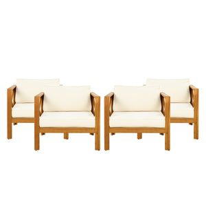 Patio Conversation Set with Acacia Wood Armchairs and End Table