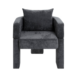 Modern 3-Leg Chenille Accent Chair with Ergonomic Arms & Removable Pillow
