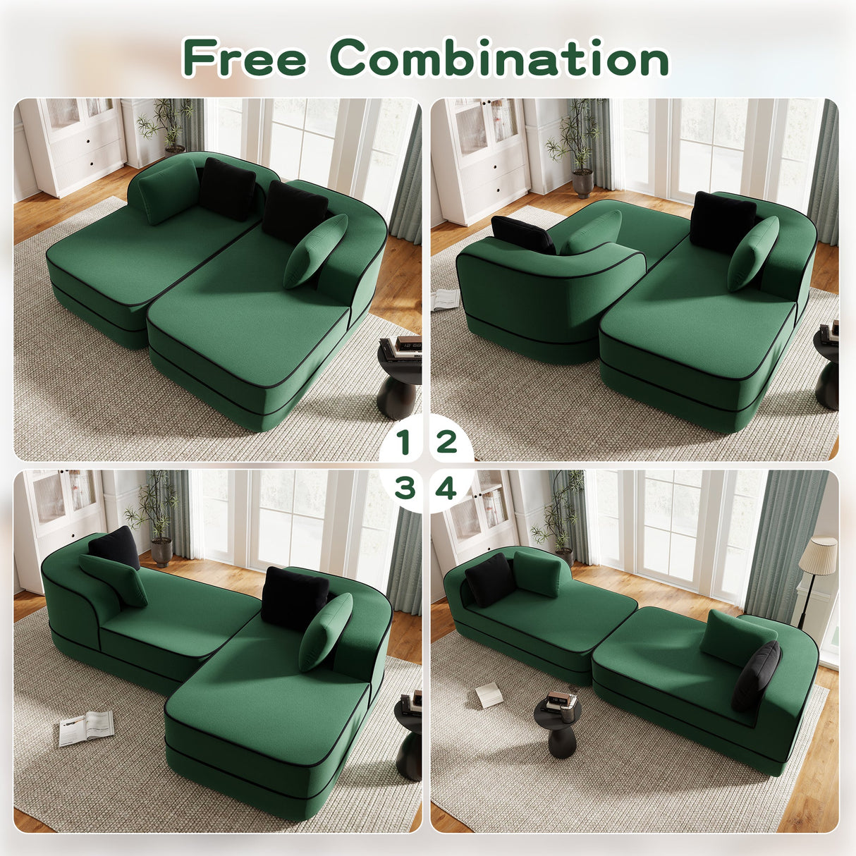 77.2" Teddy Fabric Modular Sofa