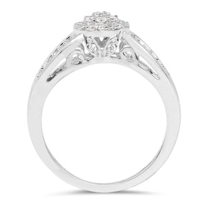 0.25 Carat Genuine White Diamond 14K White Gold Ring (E-F Color, SI Clarity)