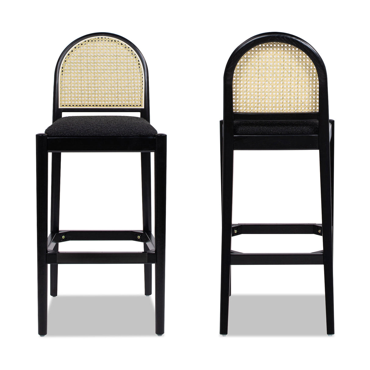 Arlin Upholstered Stool with Curved Back and Footrest, Set of 2