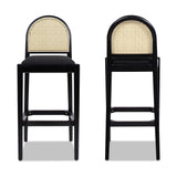 Arlin Upholstered Stool with Curved Back and Footrest, Set of 2