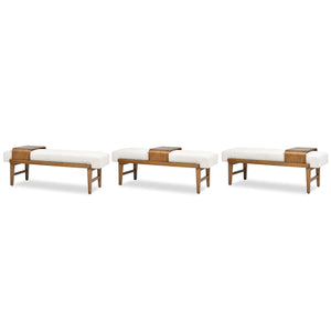 Billie - Modern Telephone Bench With Sliding Shelf - Ivory White