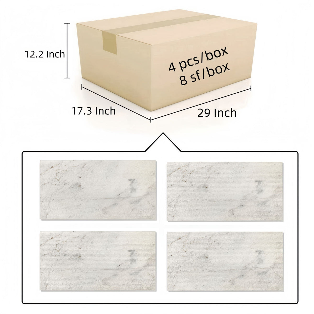 Textured Finished, 3D Tiles For Wall Decoration (Set of 4)
