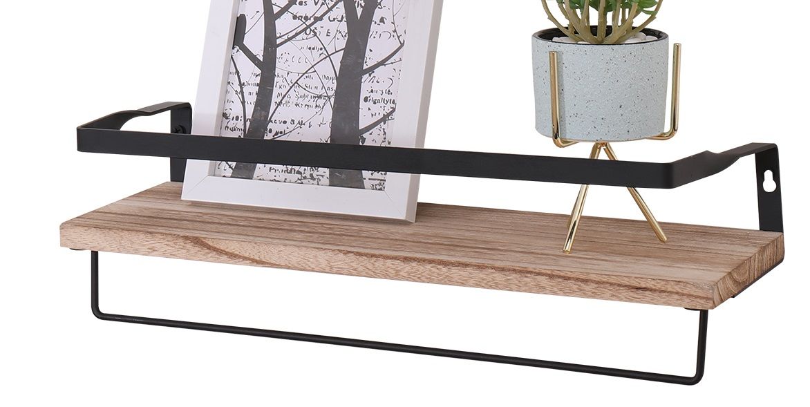 Floating Shelves, Long Wall Shelves (Set of 2) Wall Mounted Shelves With Brackets For Bedroom - Natural Wood