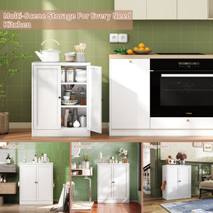 Pantry Cabinet With Adjustable Shelves Freestanding Kitchen Storage Organizer - White