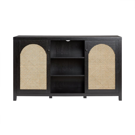 Celestialix 58" 2-Door Sideboard with Arched Rattan Panels