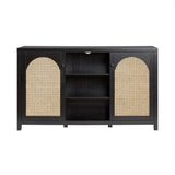 Celestialix 58" 2-Door Sideboard with Arched Rattan Panels