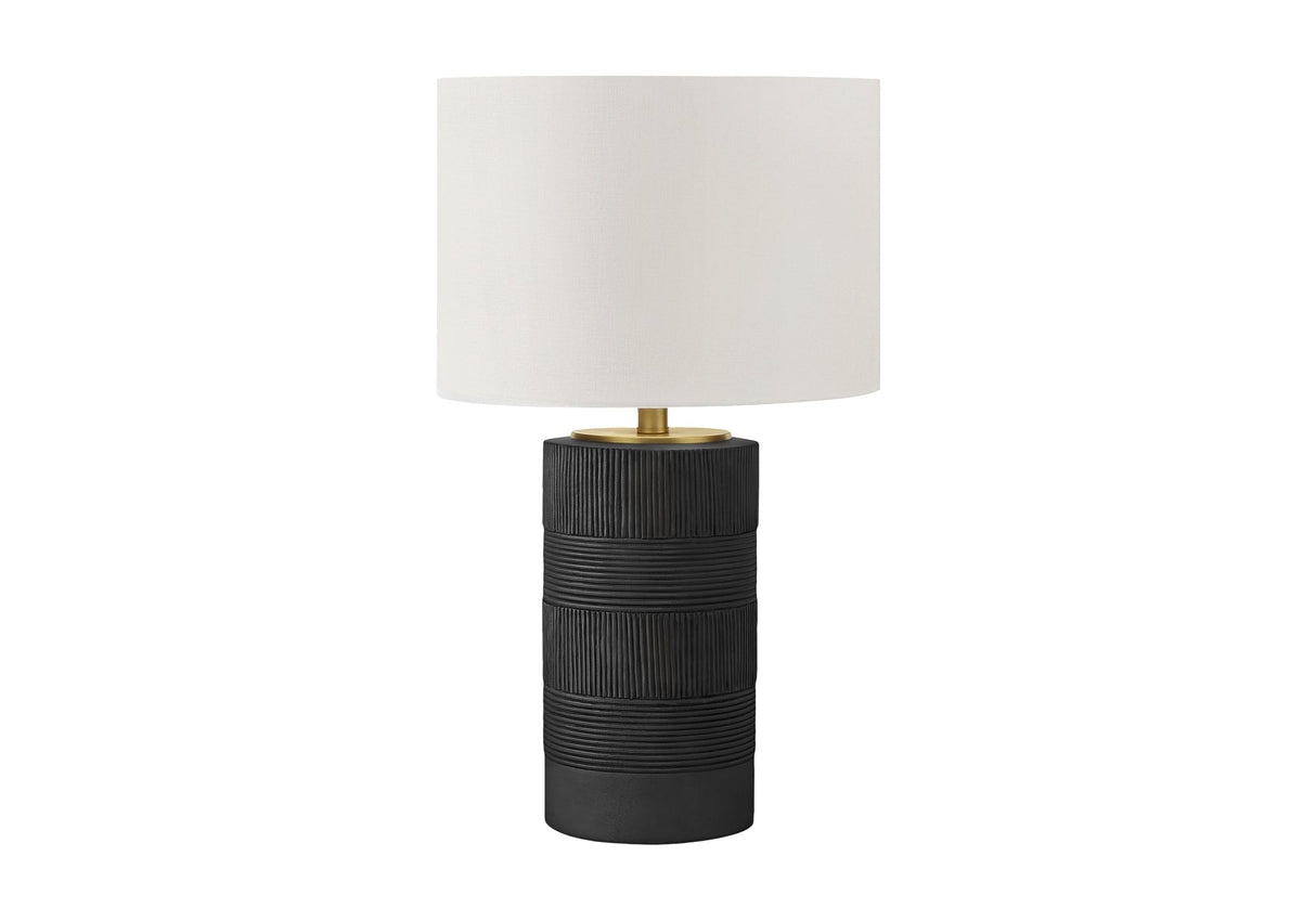 Contemporary Black Resin Table Lamp with Ivory Shade, 24 inches High