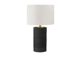 Contemporary Black Resin Table Lamp with Ivory Shade, 24 inches High
