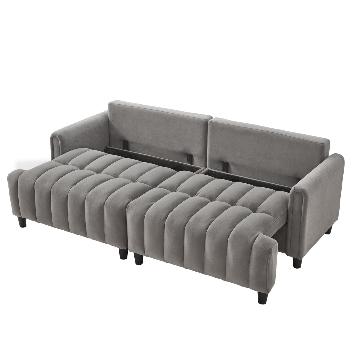 83'' Futon Sofa Bed with Polyester Fabric and Adjustable Backrest