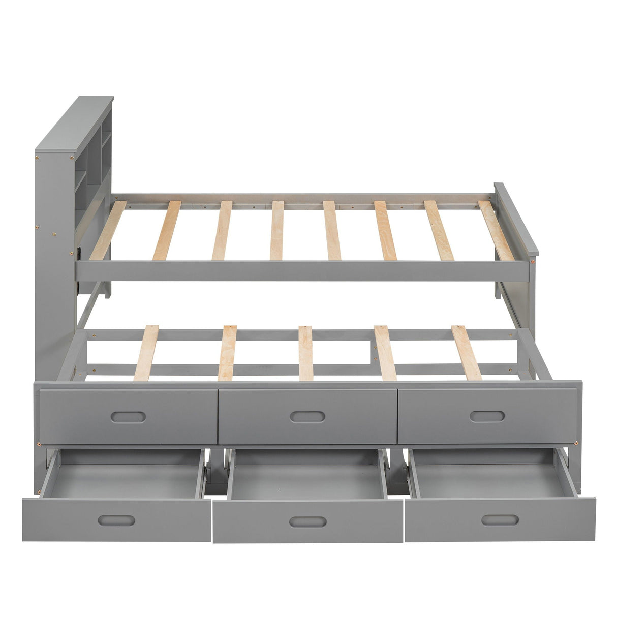 Platform Bed With Storage Headboard, USB, Trundle And 3 Drawers