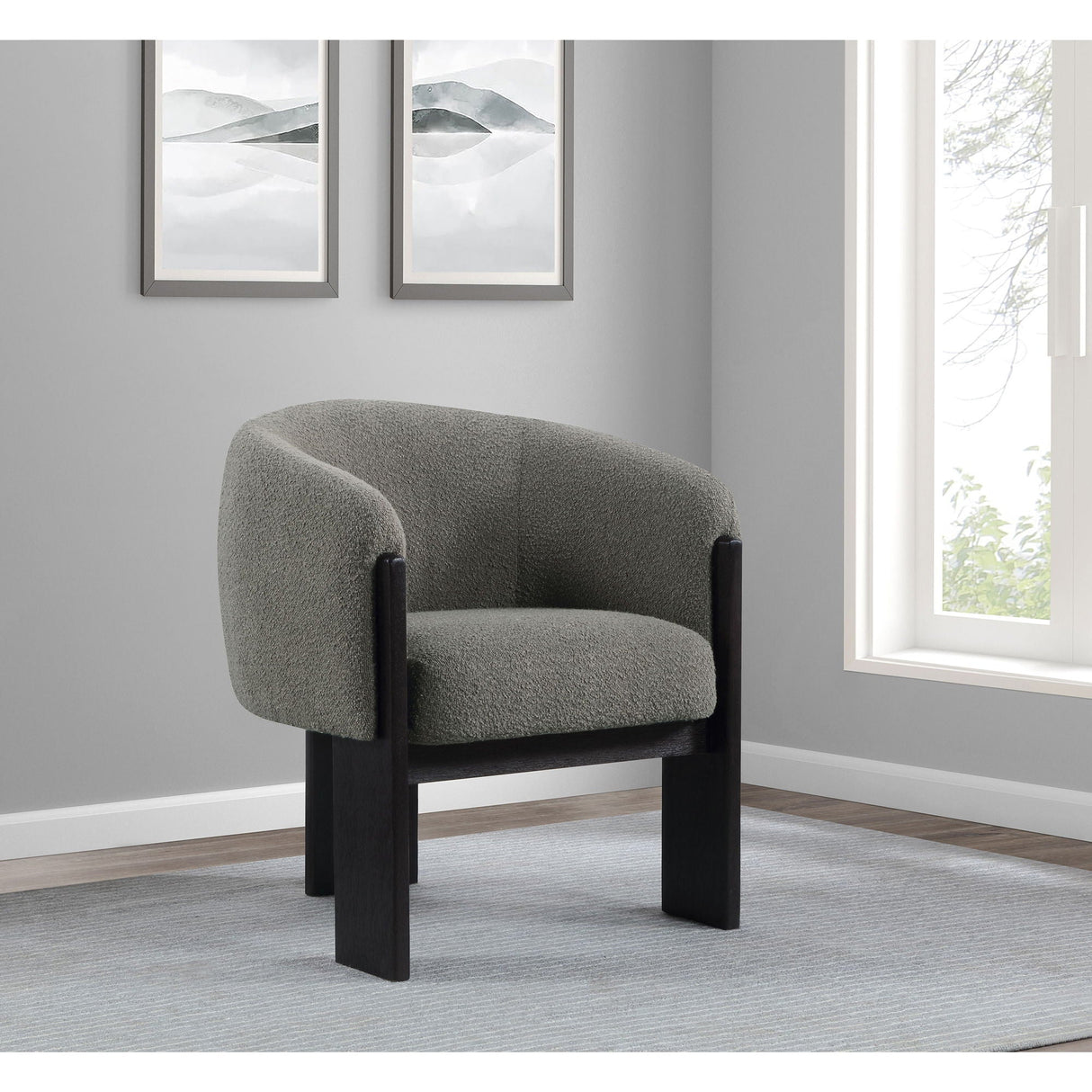 Maciel - Upholstered Barrel Back Accent Chair - Mushroom