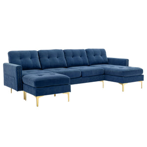 Modern L - Shape Convertible Sectional Sofa With Movable Ottoman