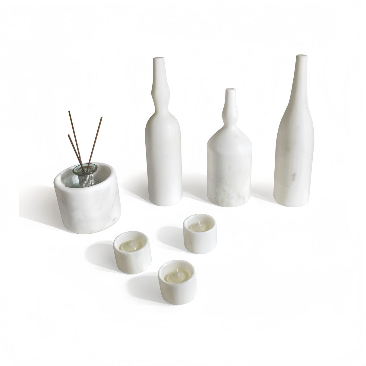 7 Pieces Luxury Natural Marble Living Room Accessories Set