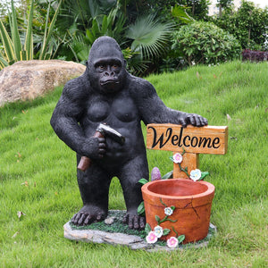 Outdoor Garden Sculpture Chimpanzee Flower Pot Planter