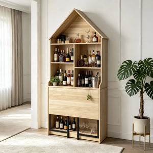 Folding Craft Desk with Storage Shelves