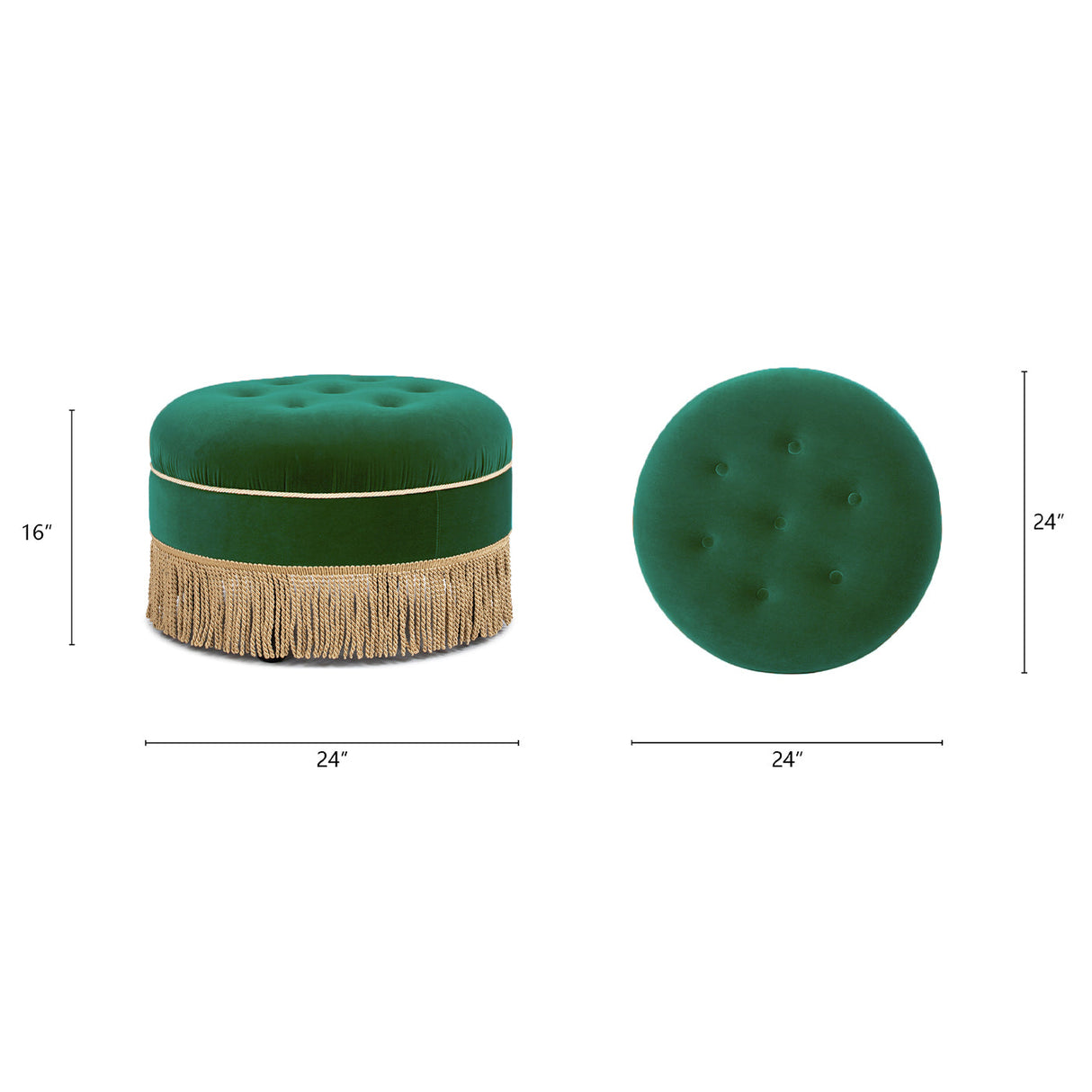 Yolanda 24" Round Upholstered Accent Ottoman, Ultramarine