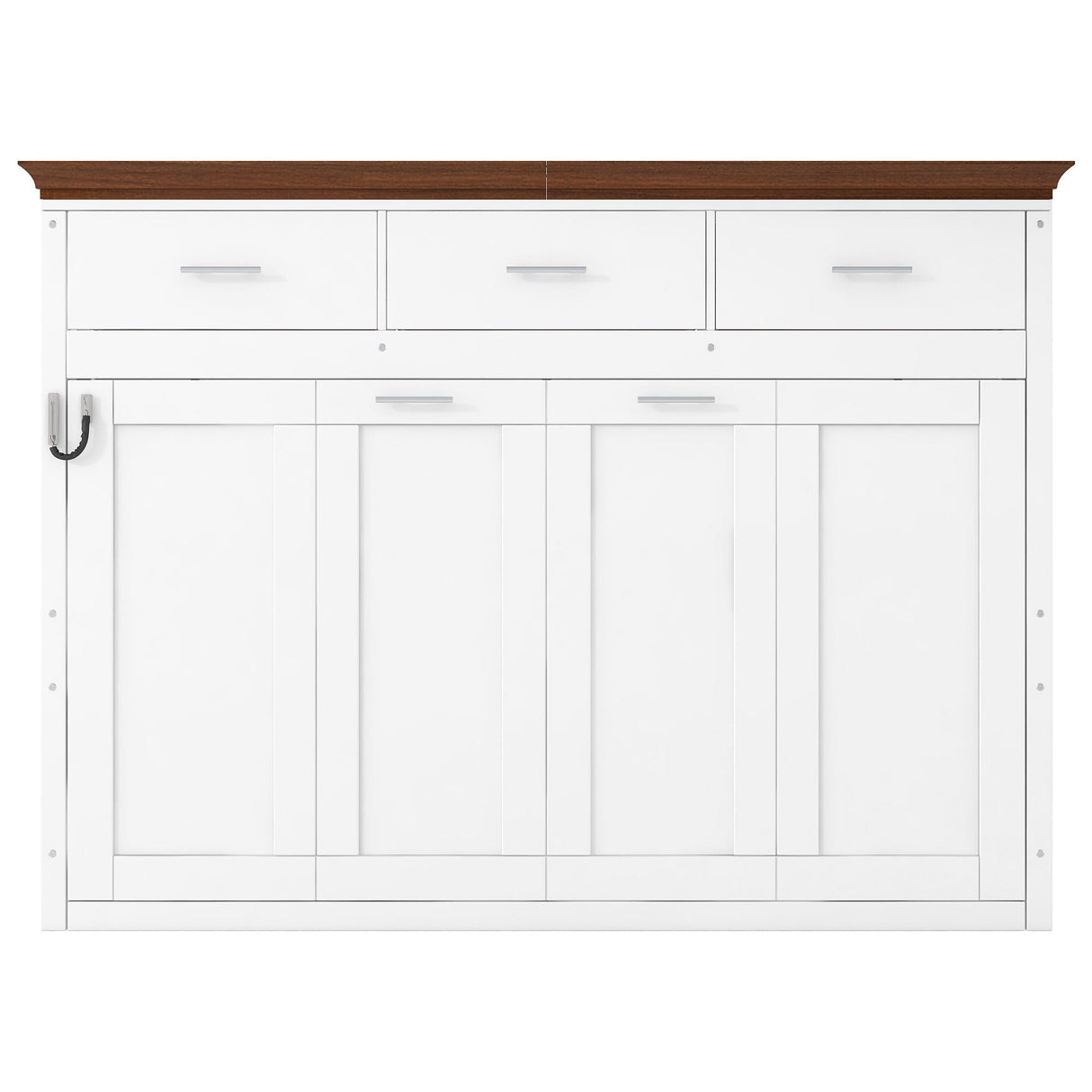 Twin Size Murphy Bed With 3 Drawers - White