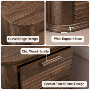 22" Wide Fluted Nightstand with Charging Station