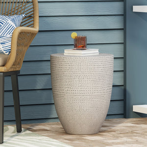 Modern Outdoor Lightweight Concrete Side Table with Natural Finish