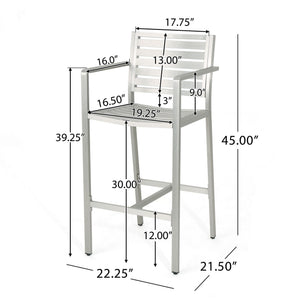 Outdoor Aluminum Rust Proof Barstools (Set of 2) - Silver