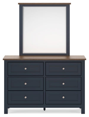Landocken - Dresser and Mirror - Brown / Blue