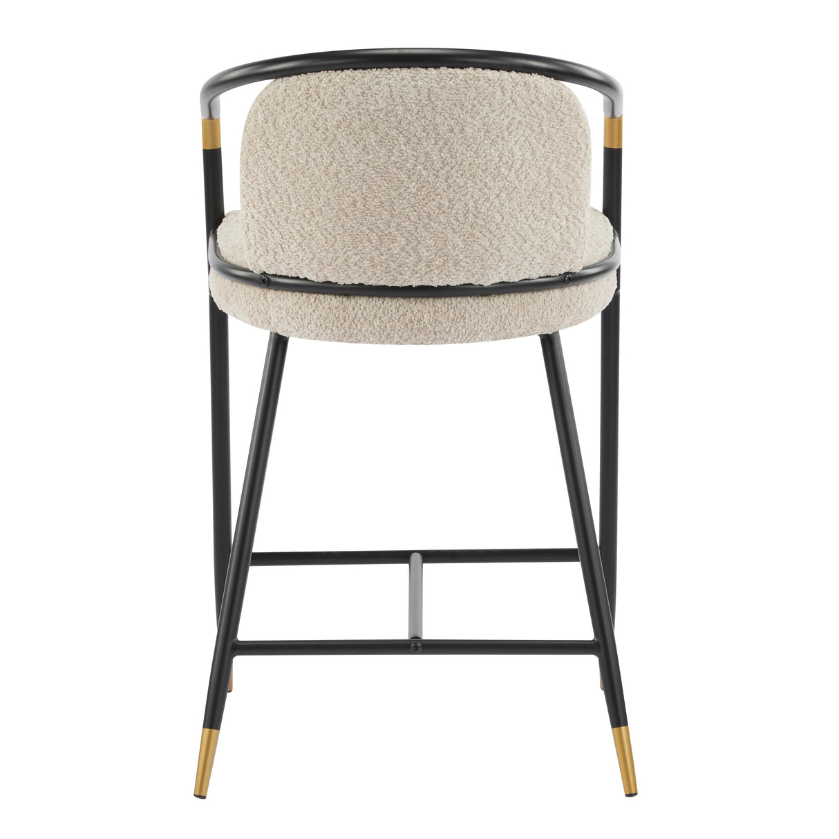 26" H Upholstered Counter Stool with Metal Frame (Set of 2) - Almond