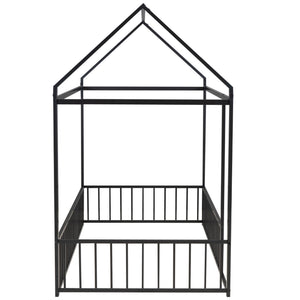 Metal Bed House Bed Frame With Fence