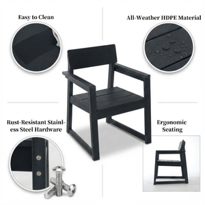 Black HDPE Outdoor & Garden Armchairs with Modernist Design