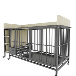 Large Pet Cage with Storage Rack Black and Beige