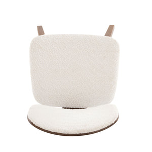 Modern Boucle Fabric Upholstered Side Chair, Bentwood Frame - White / Walnut
